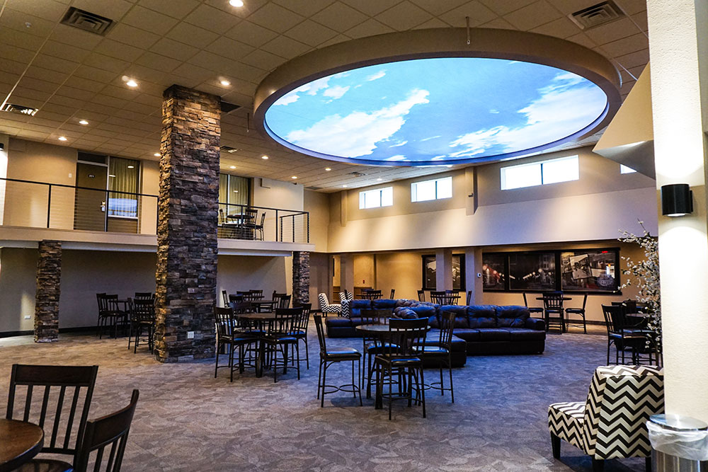 lobby atrium at a boarders inn and suites